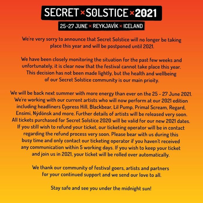 Secret Solstice Festival 2020 postponed. by night