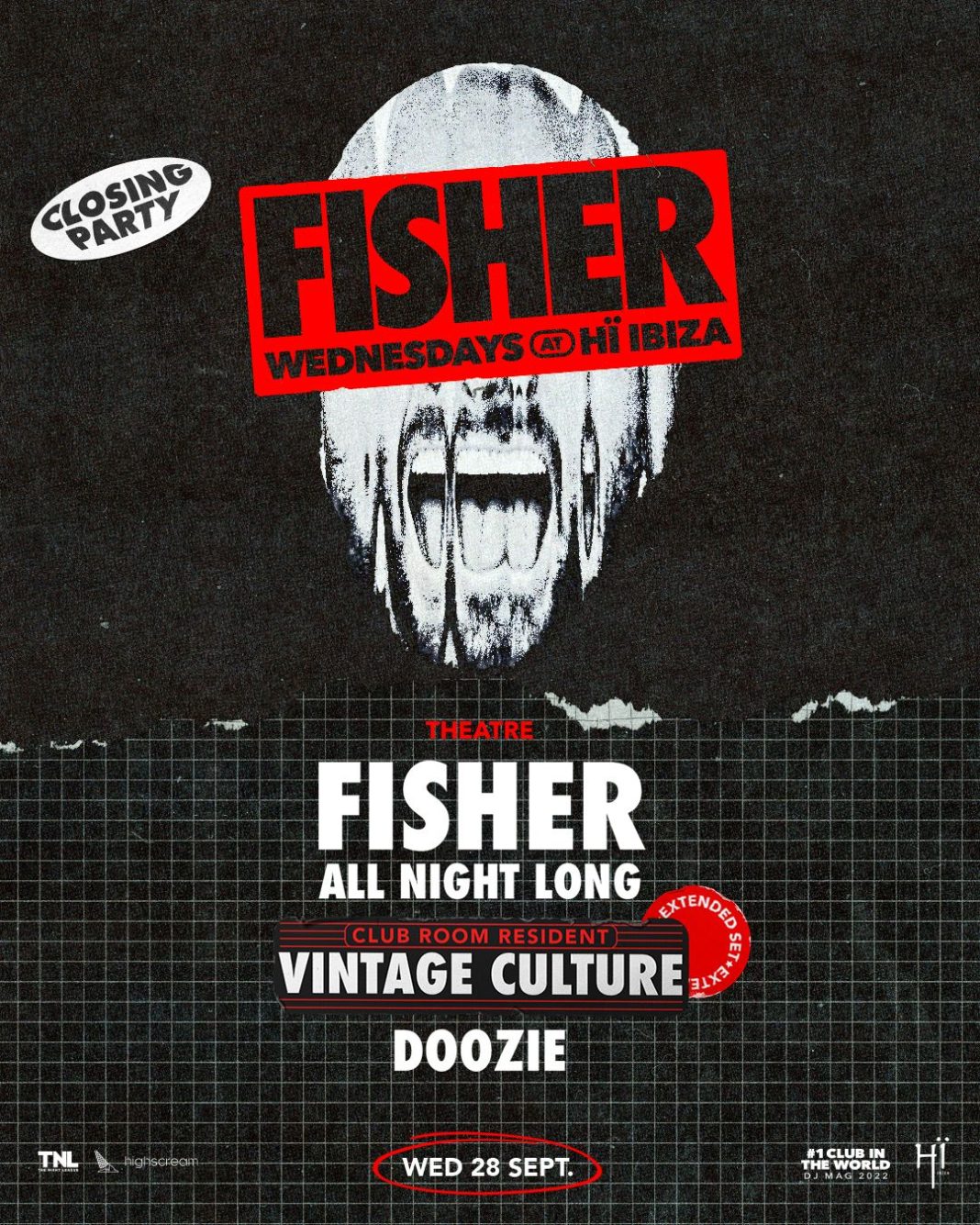 Fisher at Hï the closing party 2022! by night