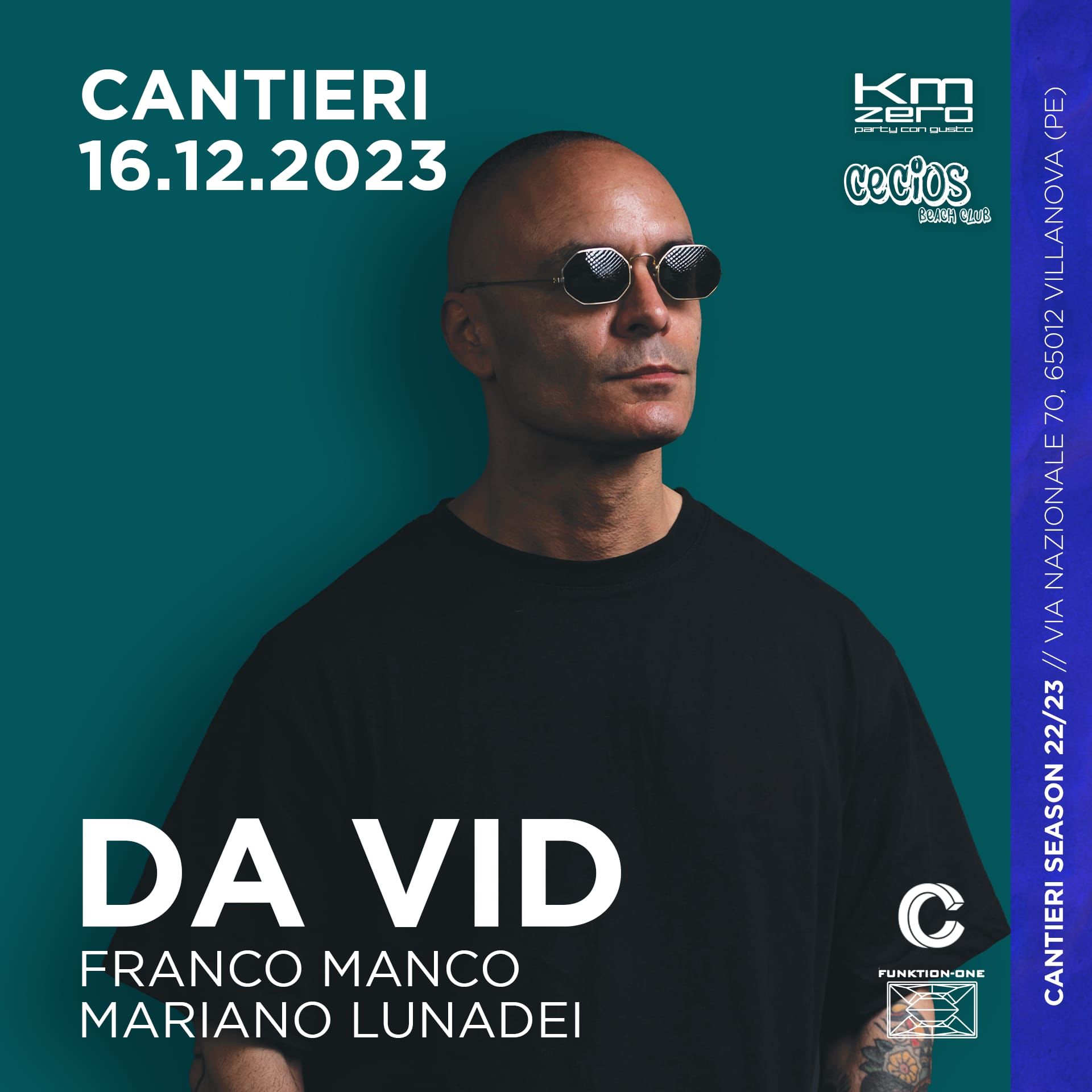 Cantieri presents: DA VID & many more, plus the pre party at KM Zero ...